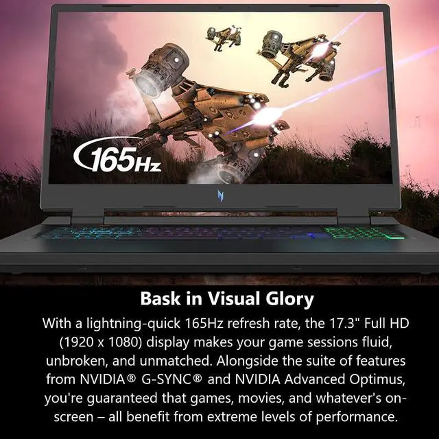 Alt view image 8 of 12 - Acer Nitro 17 Gaming Laptop | AMD Ryzen 7 7735HS Octa-Core CPU | NVIDIA GeForce RTX 4050 Laptop GPU | 17.3" FHD 165Hz IPS Display | 16GB DDR5 | 1TB Gen 4 SSD | Wi-Fi 6E | RGB Backlit KB | AN17-41-R8N5