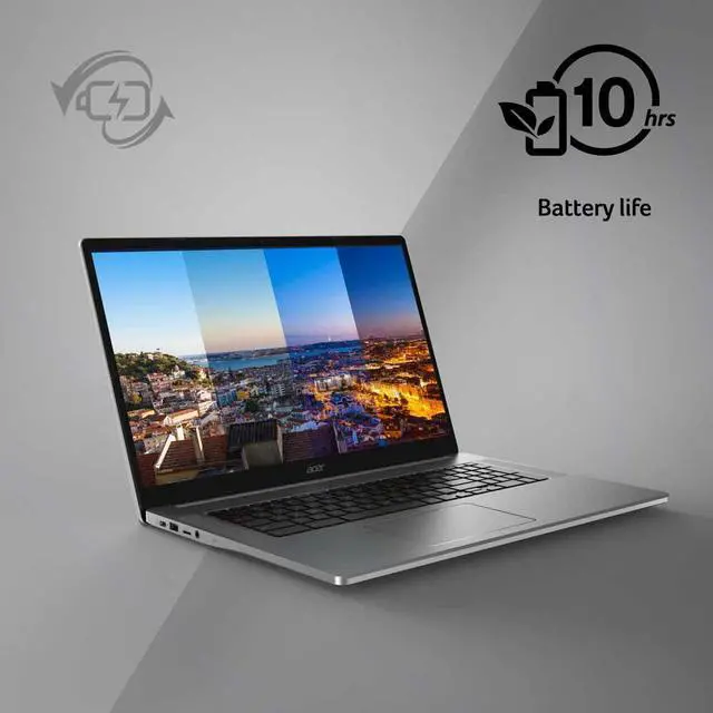 Alt view image 11 of 14 - Acer Chromebook 317 CB317-1H-C6RK Laptop | Intel Celeron N4500 | 17.3" Full HD IPS Display | 4GB LPDDR4X | 128GB eMMC | Intel Wireless Wi-Fi 6 AX201 802.11ax | Chrome OS, Silver