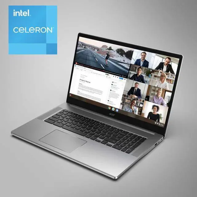 Alt view image 9 of 14 - Acer Chromebook 317 CB317-1H-C6RK Laptop | Intel Celeron N4500 | 17.3" Full HD IPS Display | 4GB LPDDR4X | 128GB eMMC | Intel Wireless Wi-Fi 6 AX201 802.11ax | Chrome OS, Silver