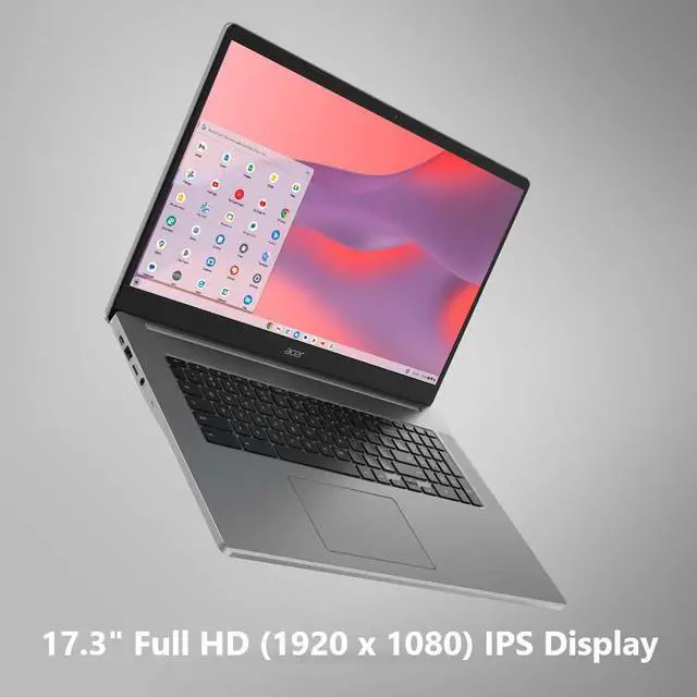Alt view image 10 of 14 - Acer Chromebook 317 CB317-1H-C6RK Laptop | Intel Celeron N4500 | 17.3" Full HD IPS Display | 4GB LPDDR4X | 128GB eMMC | Intel Wireless Wi-Fi 6 AX201 802.11ax | Chrome OS, Silver