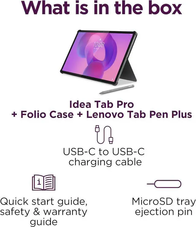Alt view image 4 of 6 - Lenovo Idea Tab Pro with Tab Pen Plus & Folio Case - 8GB RAM / 128 GB Storage / 12.7" / Android 14 / Luna Grey
