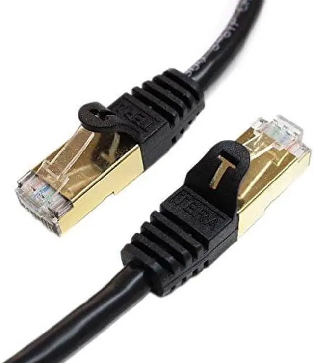 Main image of Tera Grand - Premium CAT7 Double Shielded 10 Gigabit 600MHz Ethernet Patch Cable for Modem Router LAN Network - Built with Gold Plated & Shielded RJ45 Connectors, 25 Feet Black
