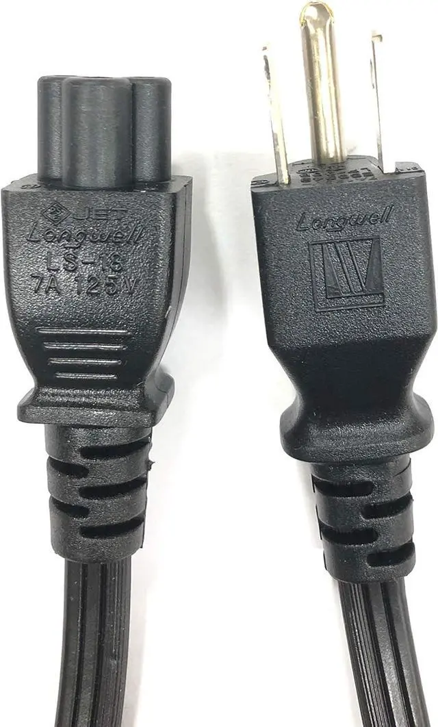 Alt view image 2 of 7 - LongWell Original 3.3 Ft AC Power cord LS-18 LP-30B E55349,Compatible With P/N:05V1C9,0K260C,0K2490,02JVNJ,NEMA 5-15P to C5 3-Slot Mickey Mouse type plug, For Dell Laptops,Desktop,All in One PC