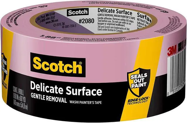 Alt view image 4 of 7 - 3M Scotch 1.88 In. x 60 Yd. Delicate Surface Painter's Tape 2080-48NC