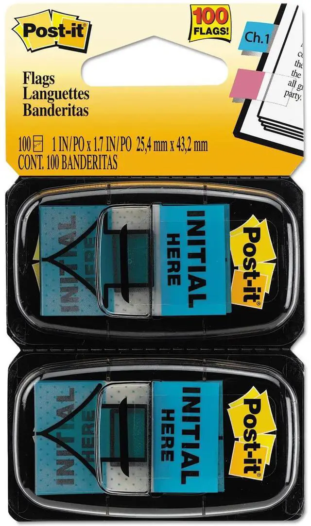 Alt view image 12 of 20 - 3M 680IH2 Message Flags Initial Here Blue Two 50-Flag Dispensers per Pack