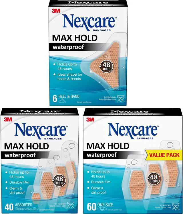 Alt view image 2 of 4 - 3M Max Hold Nexcare Waterproof Bandages: One Size 60 count, 1.25 in. x 2.5 in. (Clear)