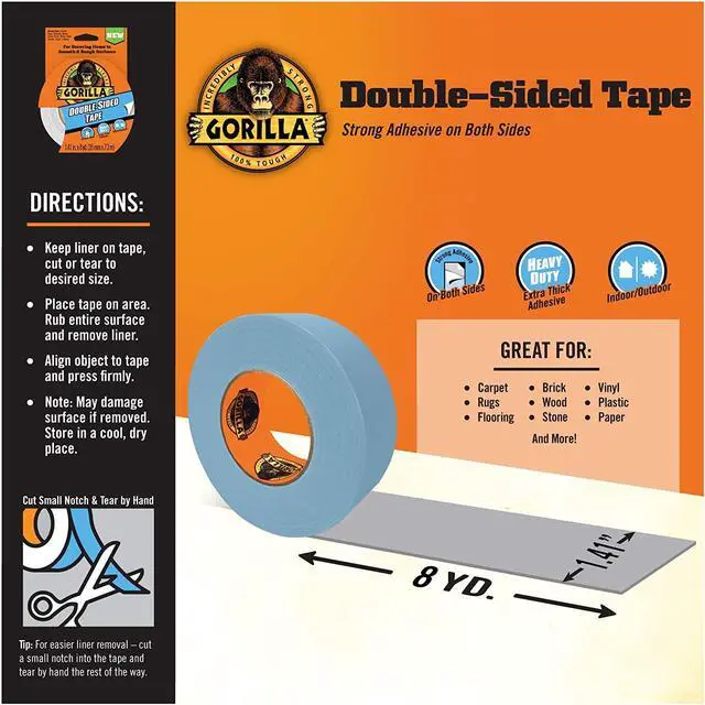 Alt view image 7 of 11 - Gorilla Double-Sided Duct Tape: 1.41 in x 24 ft. (White) - OEM