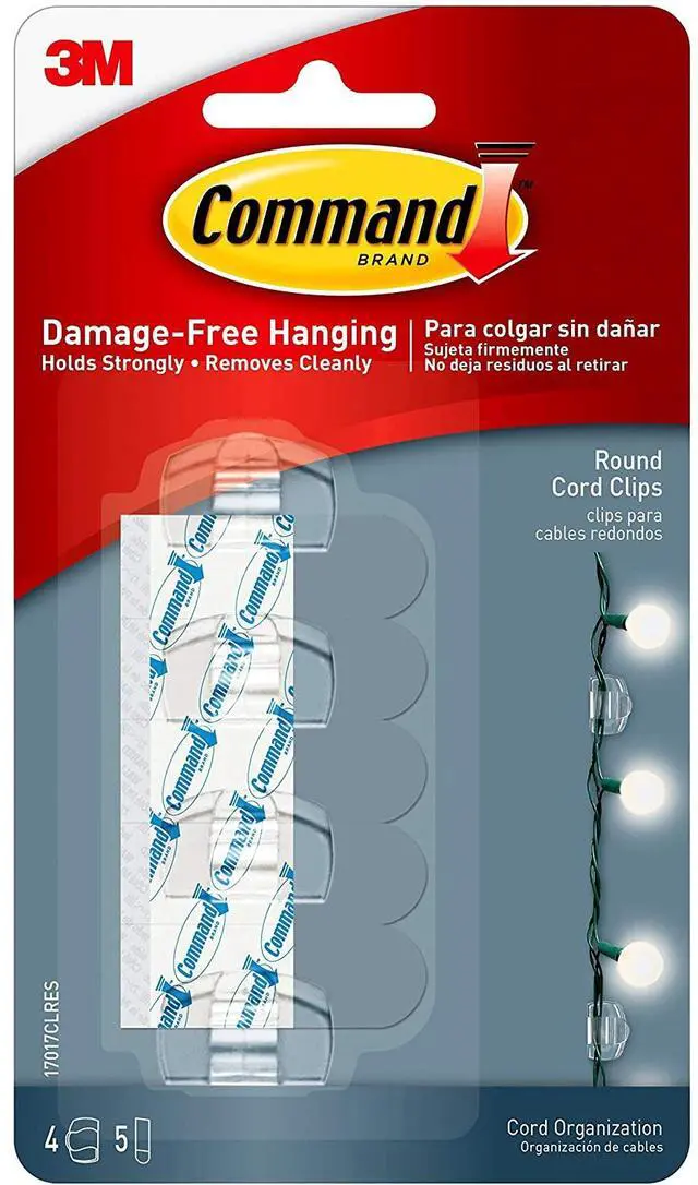 Alt view image 9 of 20 - Cord Clip, Round, with Adhesive, 0.75"w, Clear, 4/Pack 17017CLRES