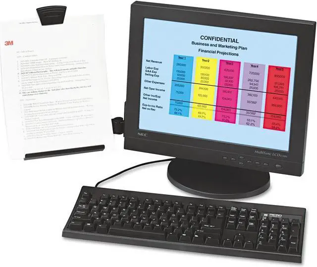 Alt view image 18 of 20 - 3M In-Line Freestanding Copyholder Plastic 300 Sheet Capacity Black/Clear DH640