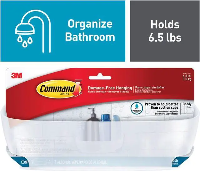 Alt view image 2 of 4 - Command Plastic Shower Caddy [Removable]: 11.5 in. x 4.8 in. x 4.7 in. (Clear Frosted)