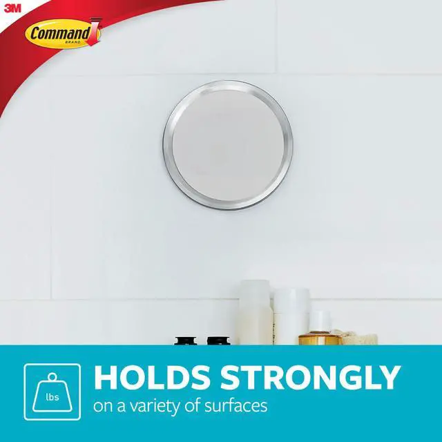 Alt view image 4 of 5 - Command Bath Mirror: 6.82 in. diameter (Satin Nickel)
