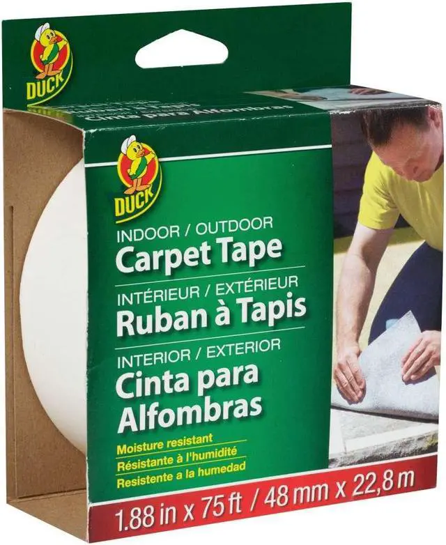Alt view image 2 of 3 - Duck Brand Indoor/Outdoor Fiberglass Double-Sided Carpet Tape [Permanent]: 1.41 in. x 42 ft. (White)