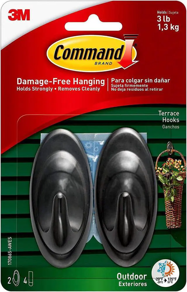Alt view image 15 of 15 - Command All Weather Hooks and Strips Plastic Medium 2 Hooks & 4 Strips/Pack