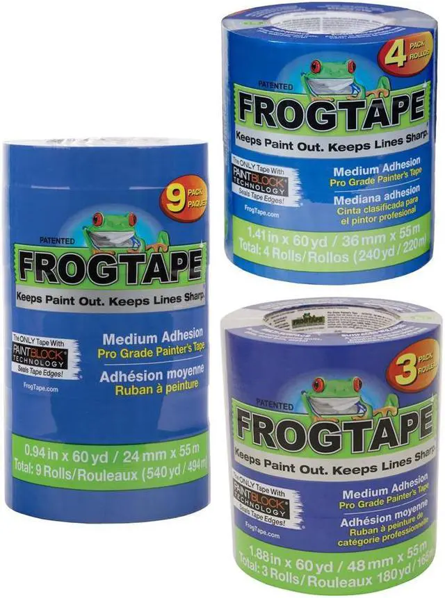 Alt view image 3 of 3 - FrogTape  Pro Grade Painters Tape [Medium Adhesion]: 0.94 in. x 60 yds. (Blue) *9-pack