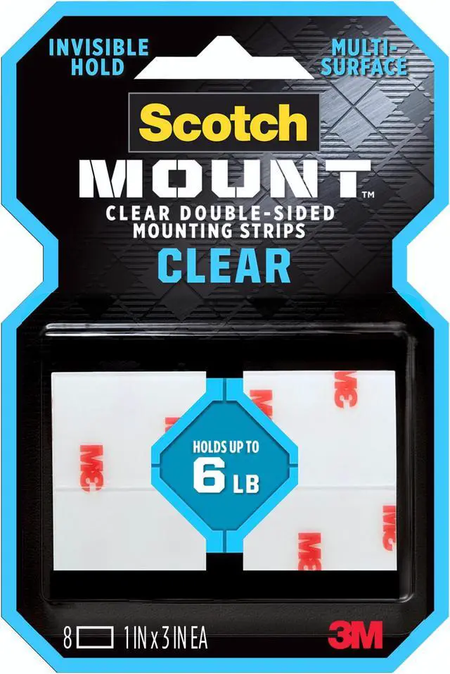 Main image of Scotch Mount Clear Double-Sided Mounting Strips: 1 in. x 3 in. (Clear) - OEM