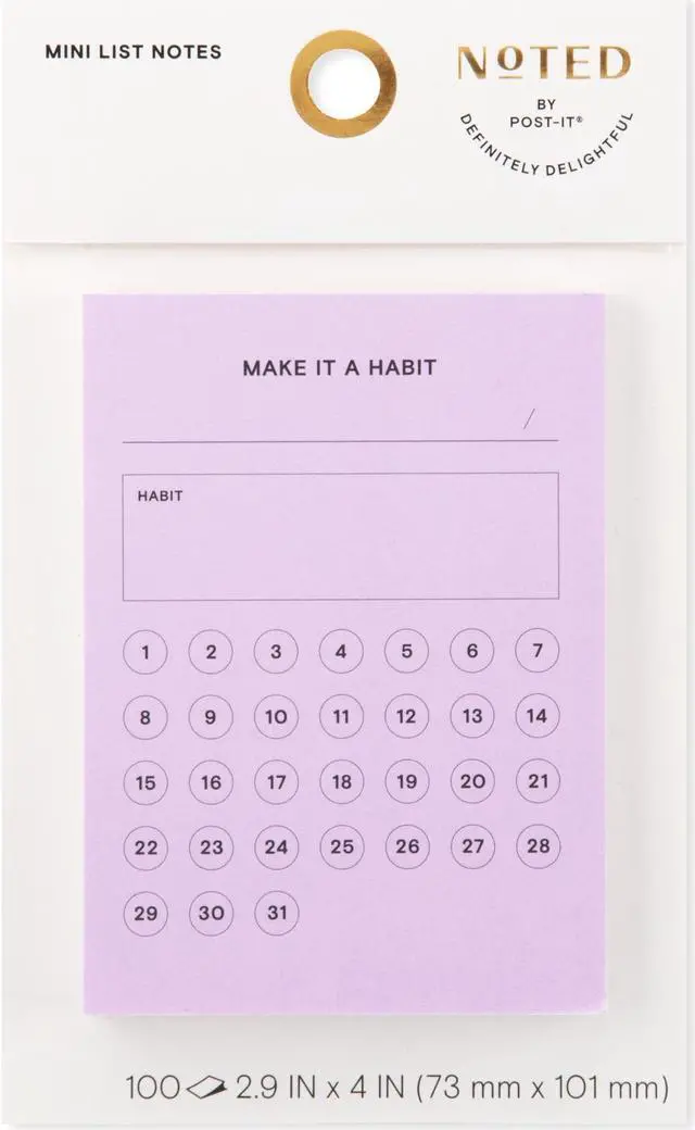 Main image of Post-it Noted Habit Tracker Notes: 4 in. x 2.9 in. (Lilac) *100-sheets per pad / 1-pack