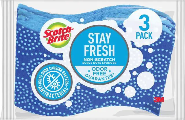 Alt view image 2 of 2 - Scotch-Brite Stay Fresh Non-Scratch Scrub Dots Sponge: 3-pack (Blue)