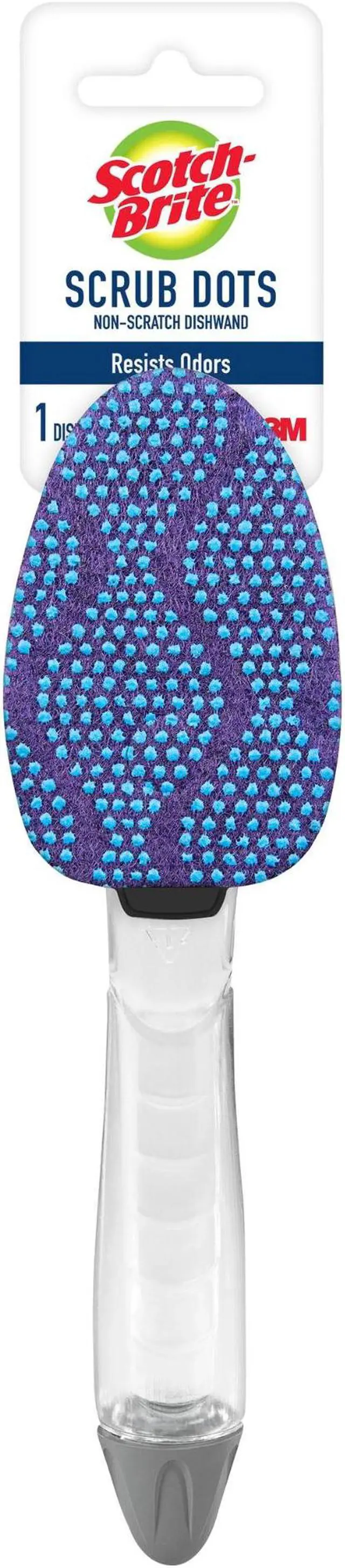 Alt view image 4 of 9 - Scotch-Brite Scrub Dots Non-Scratch Dishwand 2 1/2" x 11 2/5" Light Blue/Dark