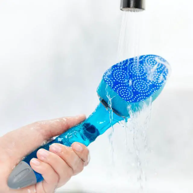 Alt view image 5 of 9 - Scotch-Brite Scrub Dots Non-Scratch Dishwand 2 1/2" x 11 2/5" Light Blue/Dark