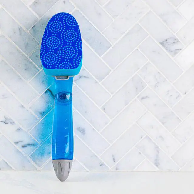 Alt view image 8 of 9 - Scotch-Brite Scrub Dots Non-Scratch Dishwand 2 1/2" x 11 2/5" Light Blue/Dark