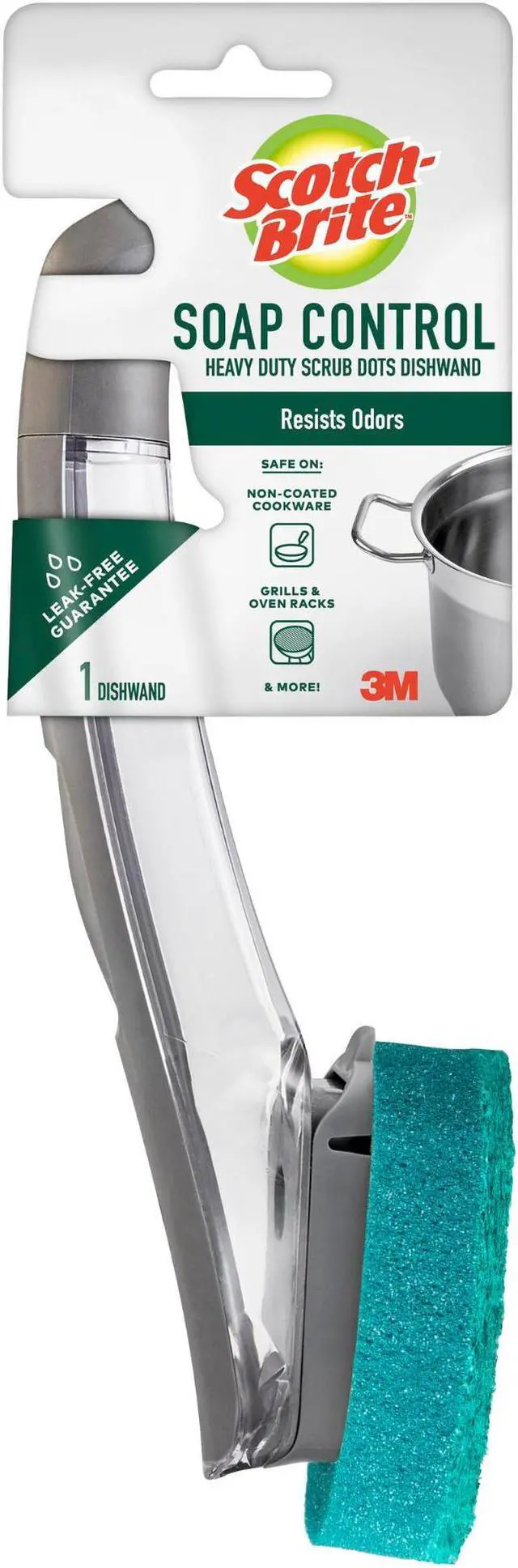 Main image of Scotch-Brite Soap Control Scrub Dots Heavy Duty Dishwand: 1 Dishwand (Green)