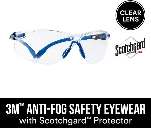 Alt view image 3 of 3 - 3M Anti-Fog Goggle with Scotchgard Protector (47210H1-VDC-PS): eyewear (Black/Blue, Clear Lens)
