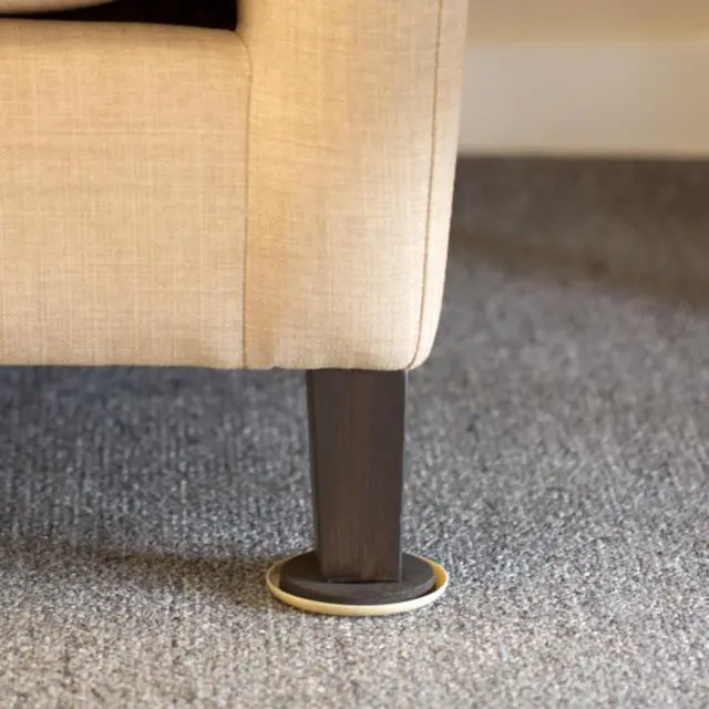 Alt view image 4 of 7 - Duck Brand Plastic Carpet Furniture Sliders: 3-1/2 in. diameter / 4-pack (Brown)