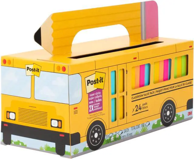 Alt view image 7 of 13 - Post-it Super Sticky Notes Bus Cabinet Pack Assorted Bright Colors 65 Sheets/Pad 24 Pads/Pack (654-24SSBUS) 65424SSBUS