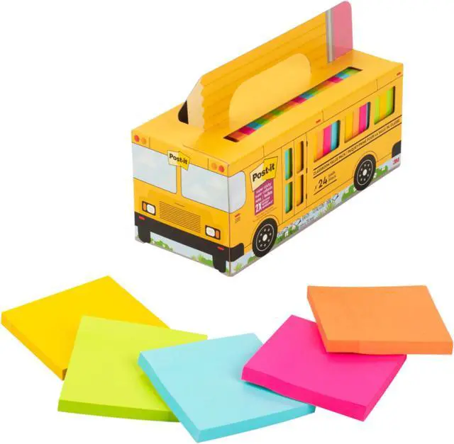 Alt view image 8 of 13 - Post-it Super Sticky Notes Bus Cabinet Pack Assorted Bright Colors 65 Sheets/Pad 24 Pads/Pack (654-24SSBUS) 65424SSBUS