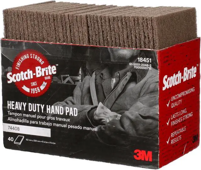 Alt view image 2 of 7 - Scotch-Brite Heavy Duty Hand Pad: 6 in. x 9 in. (Tan) *5-pack