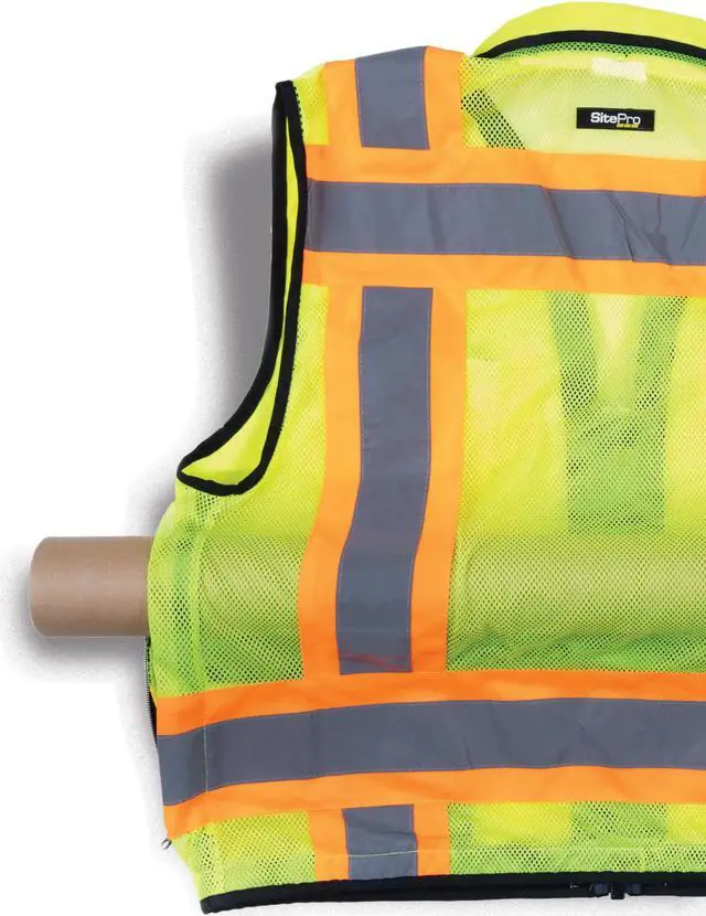 Alt view image 4 of 4 - SitePro 23-750-FL-2X   Premium Surveyors Vest, Flo-Lime Class 2