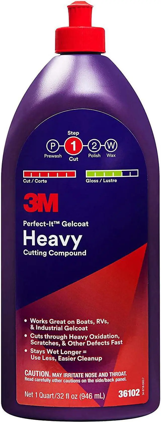 Alt view image 3 of 8 - 3M Perfect-It Gelcoat Heavy Cutting Compound, 36102, 1 Quart, Fiberglass Oxidation Remover for Boats and RVs