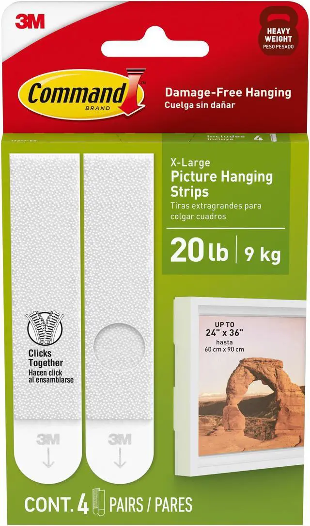 Alt view image 8 of 10 - Command X-Large Picture Hanging Strips White 4 Pairs of Strips/Pack (17217-ES)