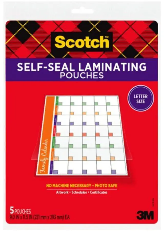 Main image of Scotch Self-Sealing Laminating Pouches [No Machine Required]: 9 in. x 0.319 yds. (Clear) *5-pack letter-size