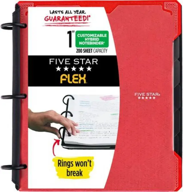 Main image of Five Star Flex 1" Customizable Hybrid NoteBinder: 10-3/4 in. x 10-3/4 in. (Fire Red)