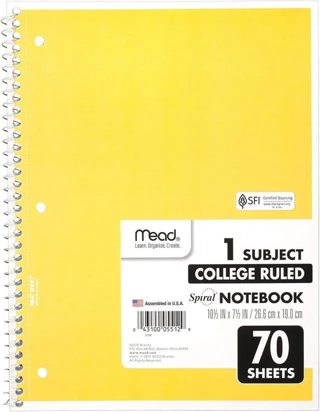 Alt view image 2 of 2 - Mead 1-Subject Spiral Notebook [College Ruled]: 7-1/2 in. x 10-1/2 in. (Green) *70 sheets