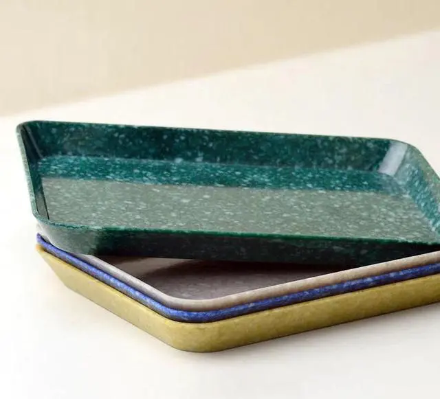 Alt view image 2 of 5 - HIGHTIDE Melamine Marbled Desk Tray: desk tray small / 6 in. x 4-1/2 in. x 1 in. (Grey)