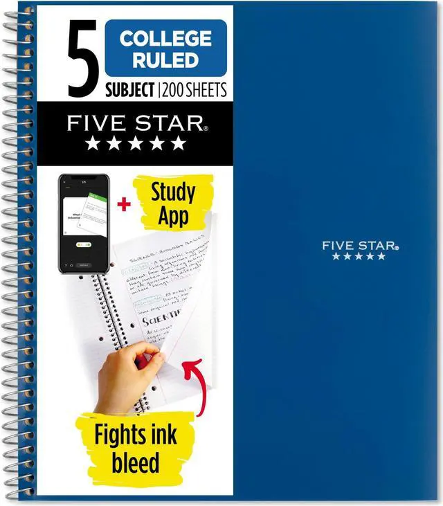 Main image of Five Star 5-Subject Spiral Notebook [College Ruled]: 8 in. x 0.319 yds. (Blue)