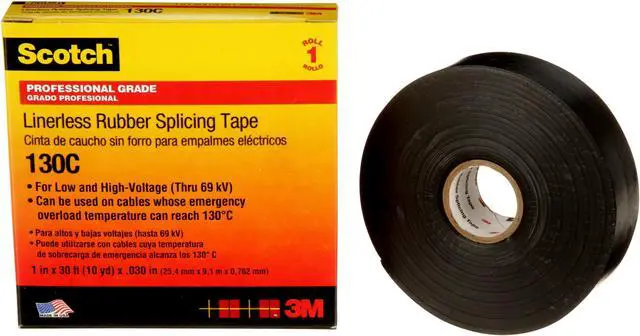 Alt view image 2 of 7 - 3M Scotch Linerless Rubber Splicing Tape (130C): 4 in. x 30 ft. (Black)