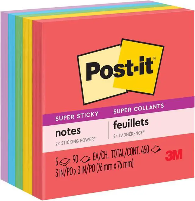 Alt view image 2 of 6 - Post-it Super Sticky Notes: 3 in. x 3 in. (Supernova Neons Collection) *70-sheets per pad / 6-pack - OEM