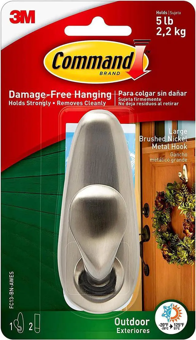Alt view image 3 of 7 - Command Outdoor Large Bronze Metal Hook, 1-Hook, 2-Strips, Decorate Damage-Free