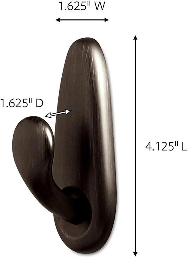 Alt view image 5 of 7 - Command Outdoor Large Bronze Metal Hook, 1-Hook, 2-Strips, Decorate Damage-Free