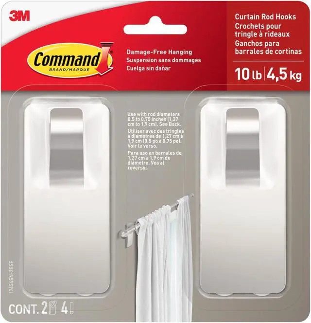 Alt view image 2 of 2 - Command Curtain Rod Hooks [Removable]: 2-pack (Matte Black)