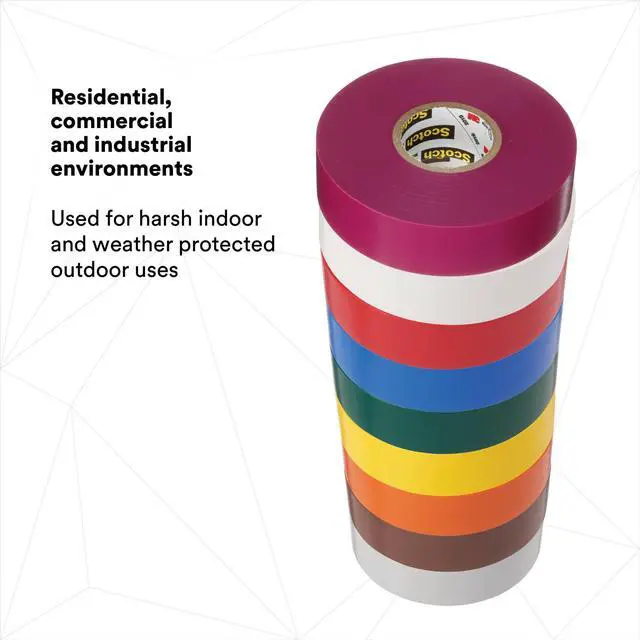 Alt view image 5 of 7 - Scotch Electrical Tape Rainbow Pack: 1/2 in. x 20 ft. (Assorted Colors) *8 mini rolls [8 rolls/pack] - OEM