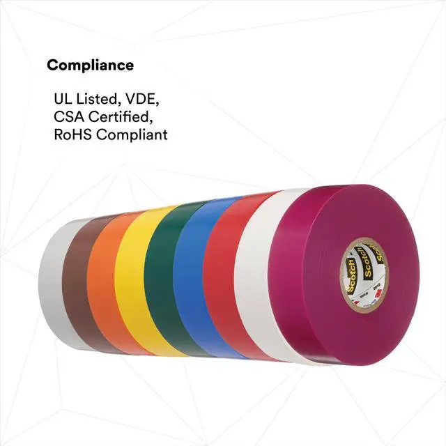 Alt view image 6 of 7 - Scotch Electrical Tape Rainbow Pack: 1/2 in. x 20 ft. (Assorted Colors) *8 mini rolls [8 rolls/pack] - OEM