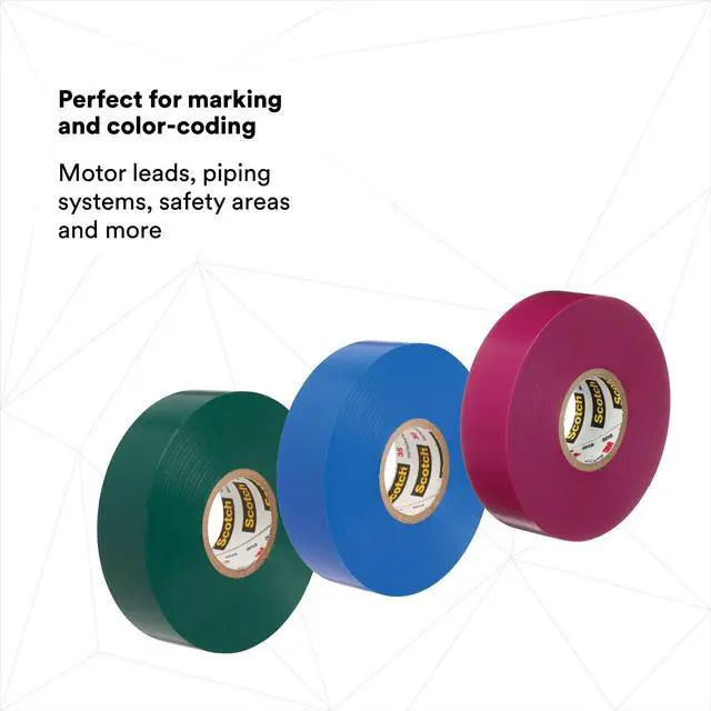 Alt view image 6 of 7 - Scotch Electrical Tape Rainbow Pack: 3/4 in. x 66 ft. (Rainbow Pack Colors) *9 rolls [9 rolls/pack]