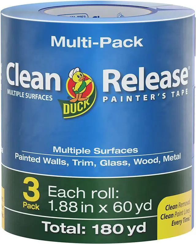Alt view image 2 of 7 - Duck Clean Release Blue Painters Tape 2-Inch (1.88-Inch X 60-Yard), 3 Rolls, 180 Total Yards, 240461