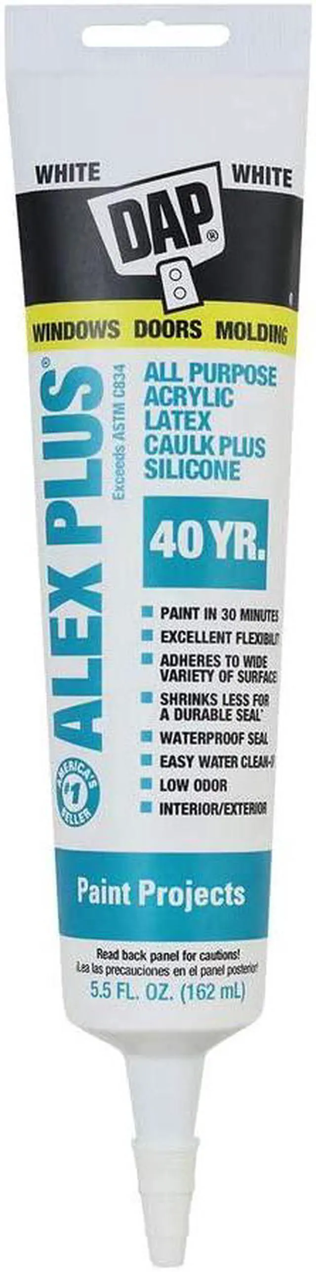 Alt view image 2 of 11 - Dap 18128 Alex Plus Acrylic Latex Caulk Plus Silicone 5.5-Ounce