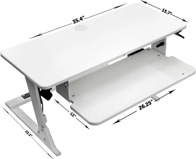 Alt view image 5 of 11 - Precision Standing Desk, 35.4" x 23.2" x 6.2" to 20", White