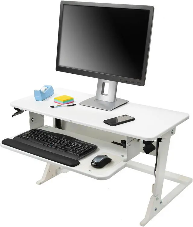 Alt view image 4 of 11 - Precision Standing Desk, 35.4" x 23.2" x 6.2" to 20", White